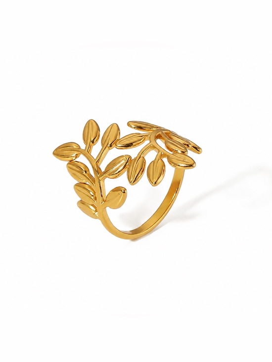 Jewelry - Gold Leaf Ring | Adjustable PVD Coated Stainless Steel
